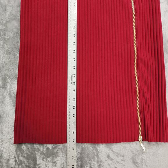 NEW Marc New York Skirt Womens S Beet Red Pull On Pleated Side Zip Slit Preppy - Picture 10 of 11